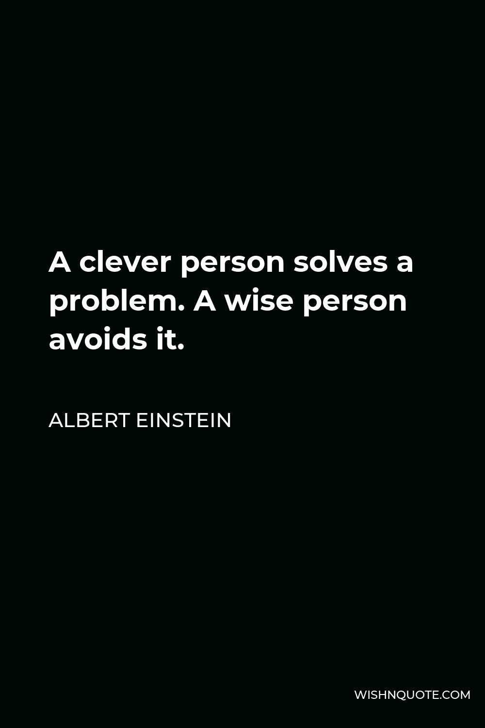 Albert Einstein Quote - A clever person solves a problem. A wise person avoids it.