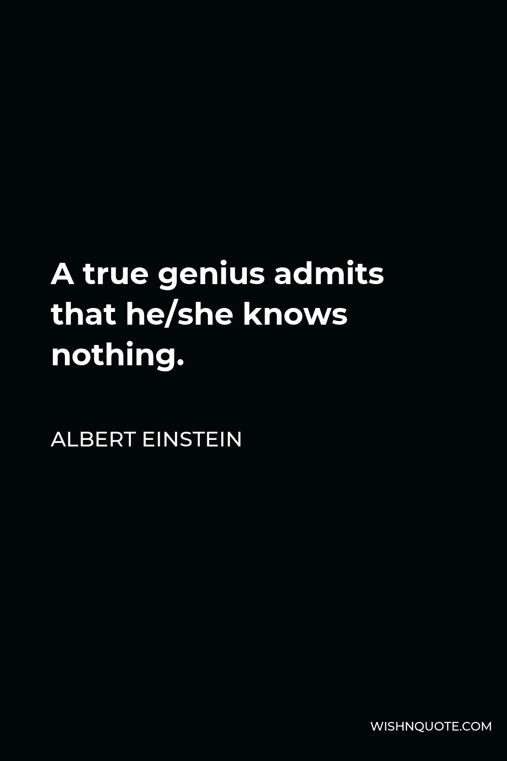 Albert Einstein Quote - A true genius admits that he/she knows nothing.