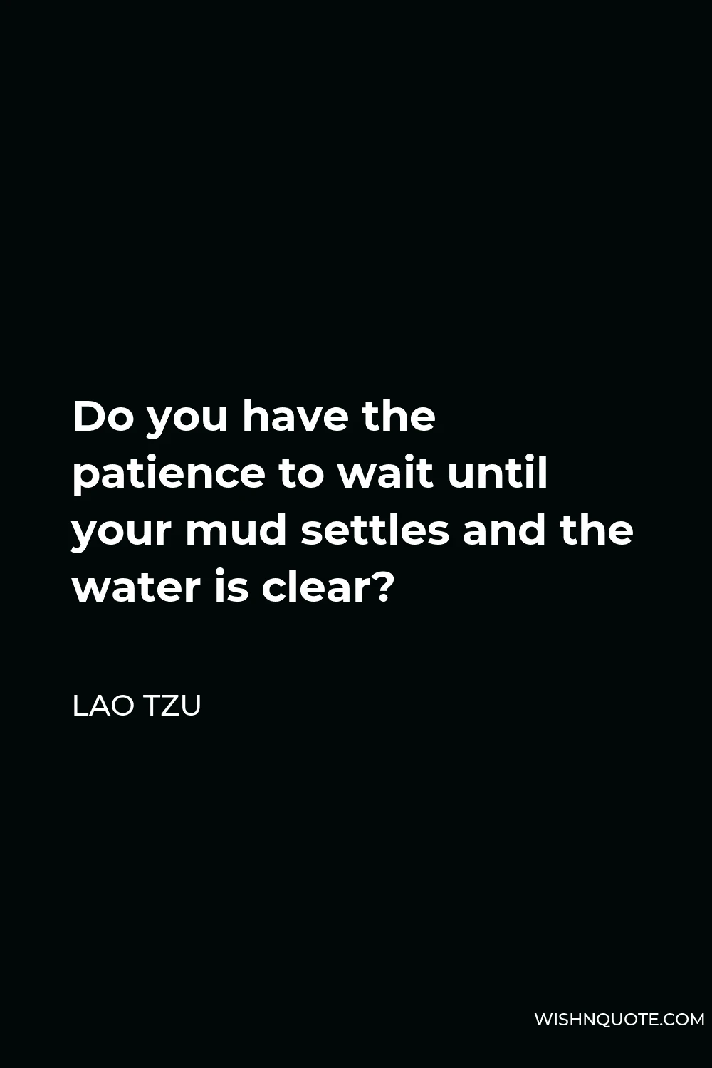 Lao Tzu Quote - Do you have the patience to wait until your mud settles and the water is clear?