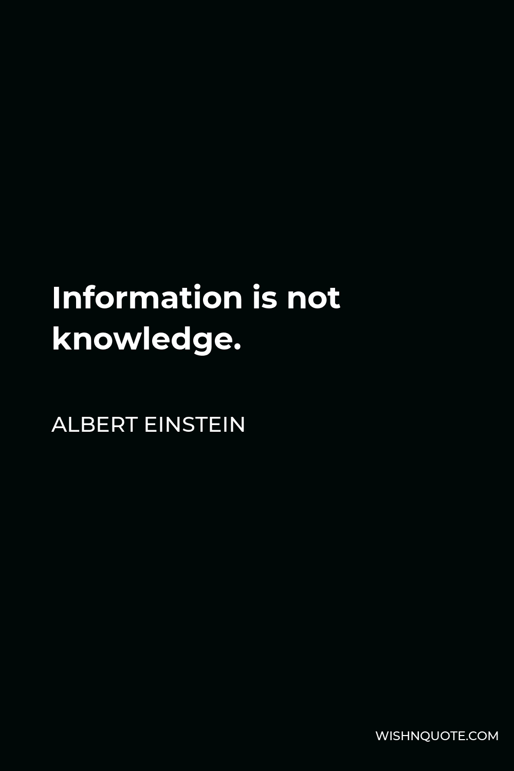 Albert Einstein Quote - Information is not knowledge.