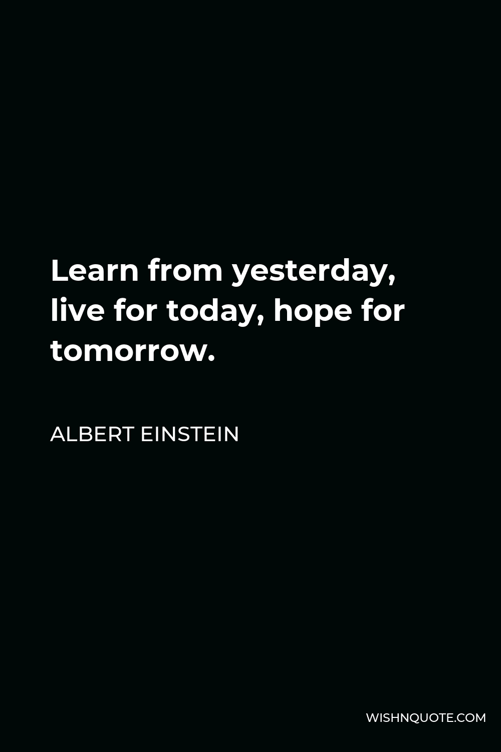 Albert Einstein Quote - Learn from yesterday, live for today, hope for tomorrow.