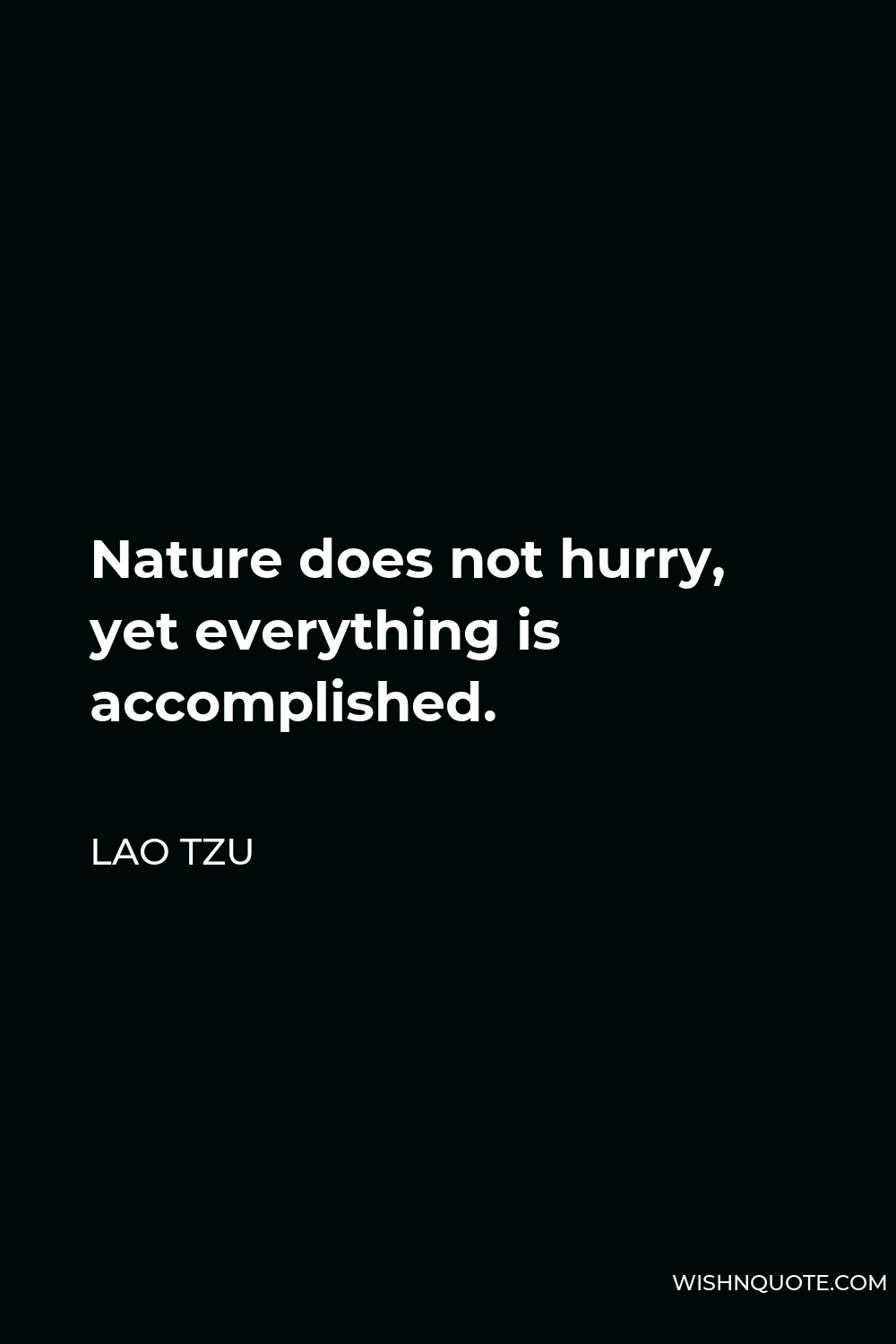Lao Tzu Quote - Nature does not hurry, yet everything is accomplished.