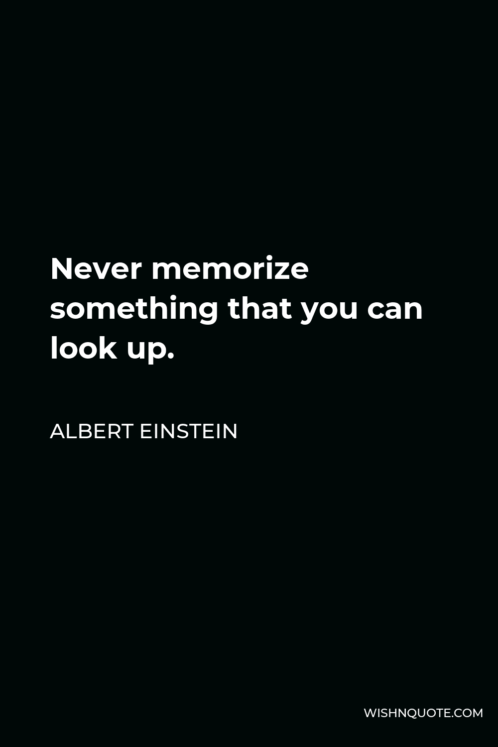 Albert Einstein Quote - Never memorize something that you can look up.