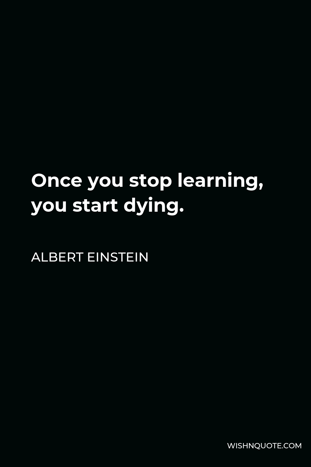 Albert Einstein Quote - Once you stop learning, you start dying.