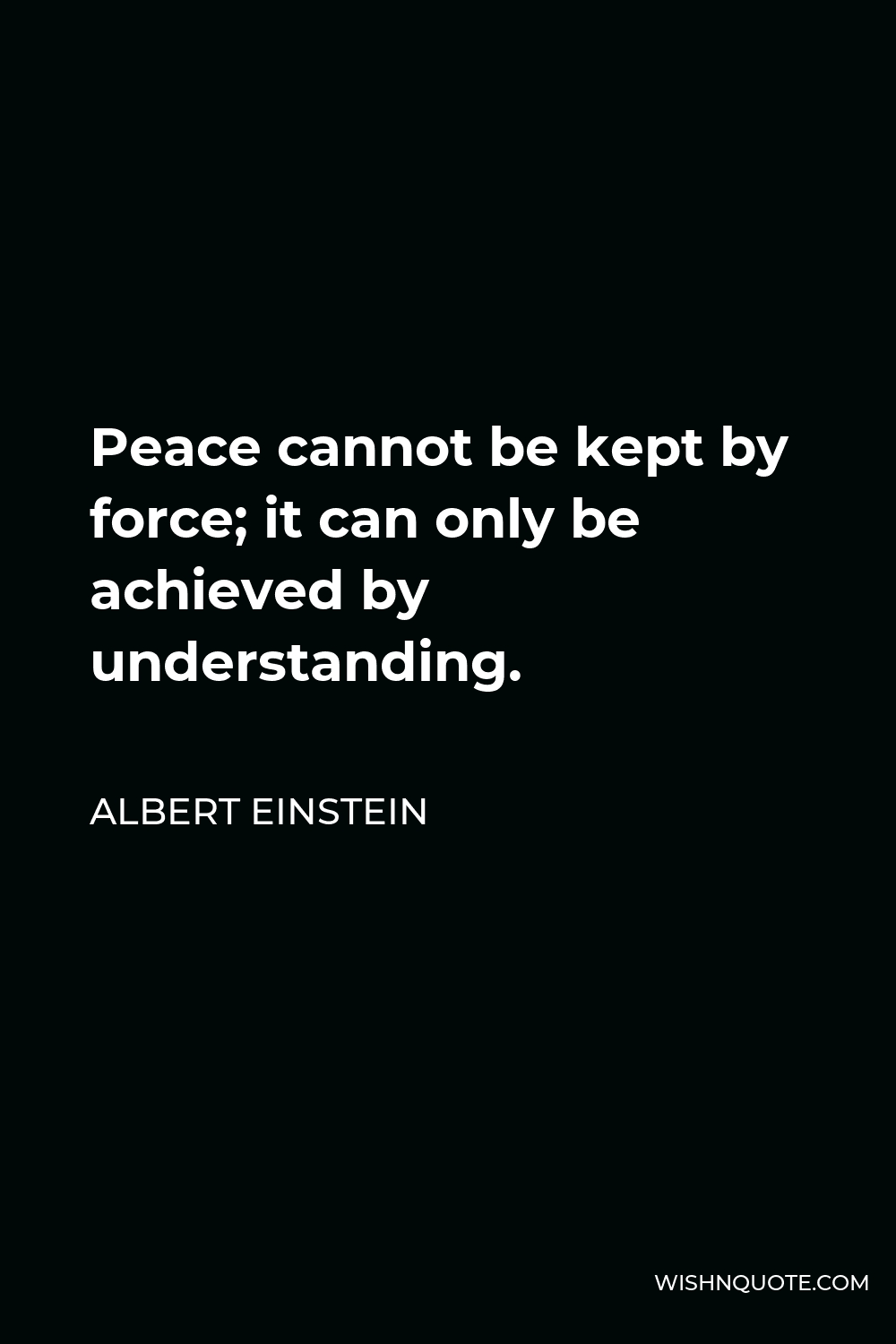 Albert Einstein Quote - Peace cannot be kept by force; it can only be achieved by understanding.