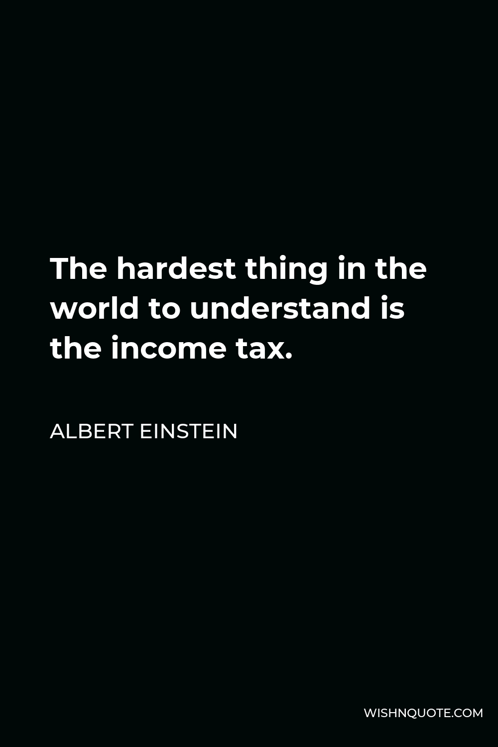 Albert Einstein Quote - The hardest thing in the world to understand is the income tax.