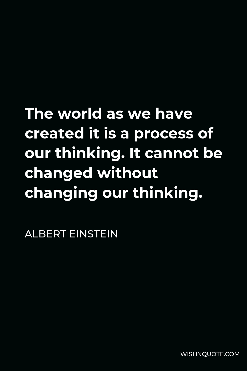 Albert Einstein Quote - The world as we have created it is a process of our thinking. It cannot be changed without changing our thinking.