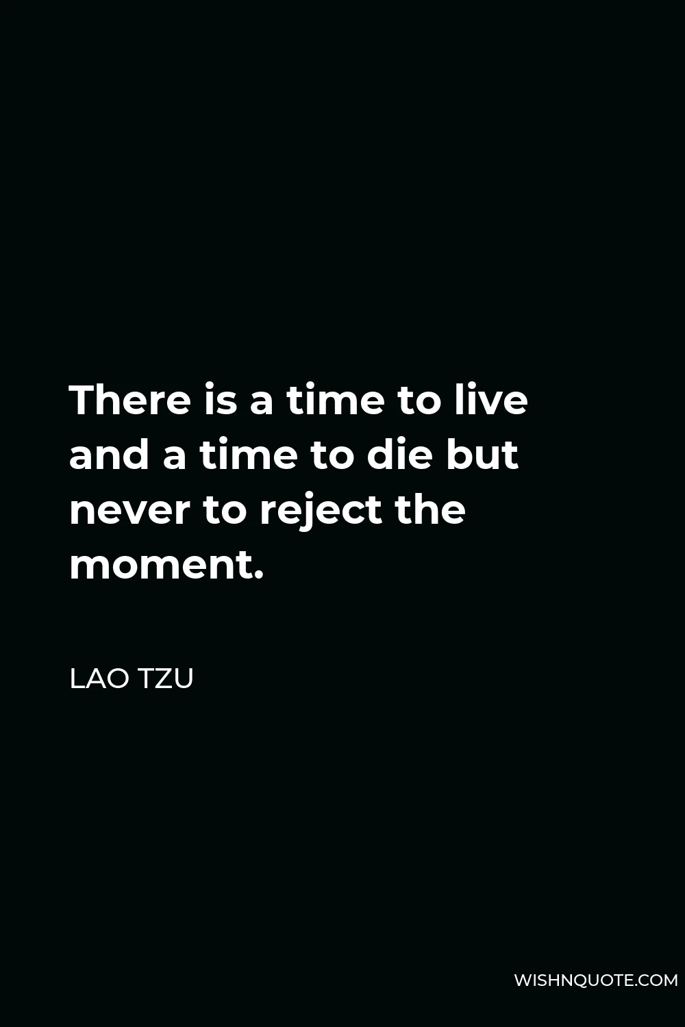 Lao Tzu Quote - There is a time to live and a time to die but never to reject the moment.