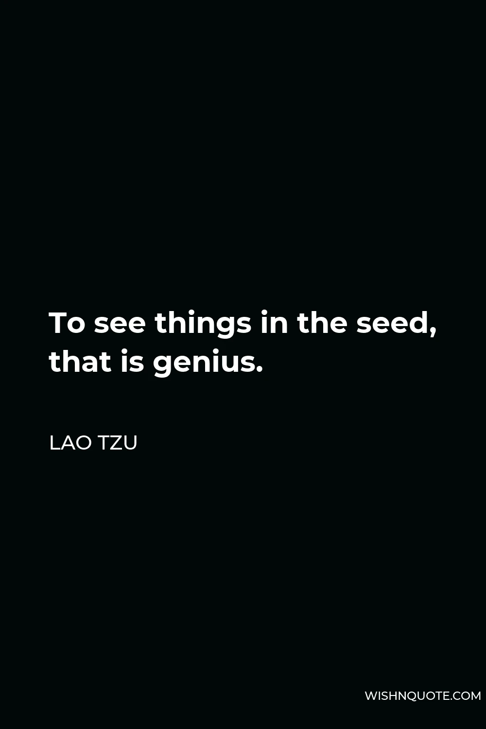 Lao Tzu Quote - To see things in the seed, that is genius.