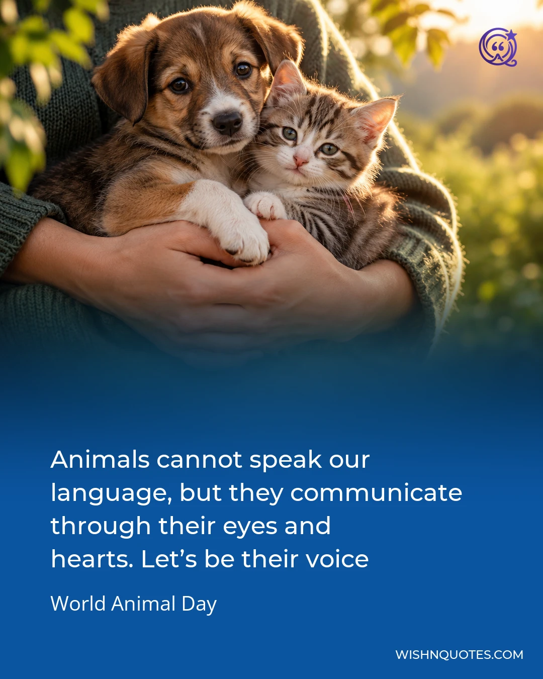 Animals cannot speak our language, but they communicate through their eyes and hearts. Let’s be their voice