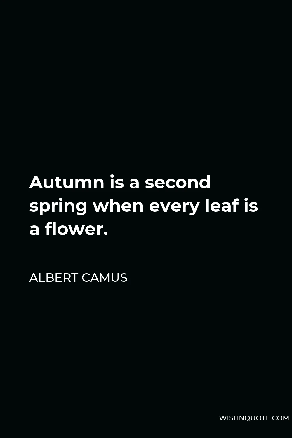 Albert Camus Quote - Autumn is a second spring when every leaf is a flower.