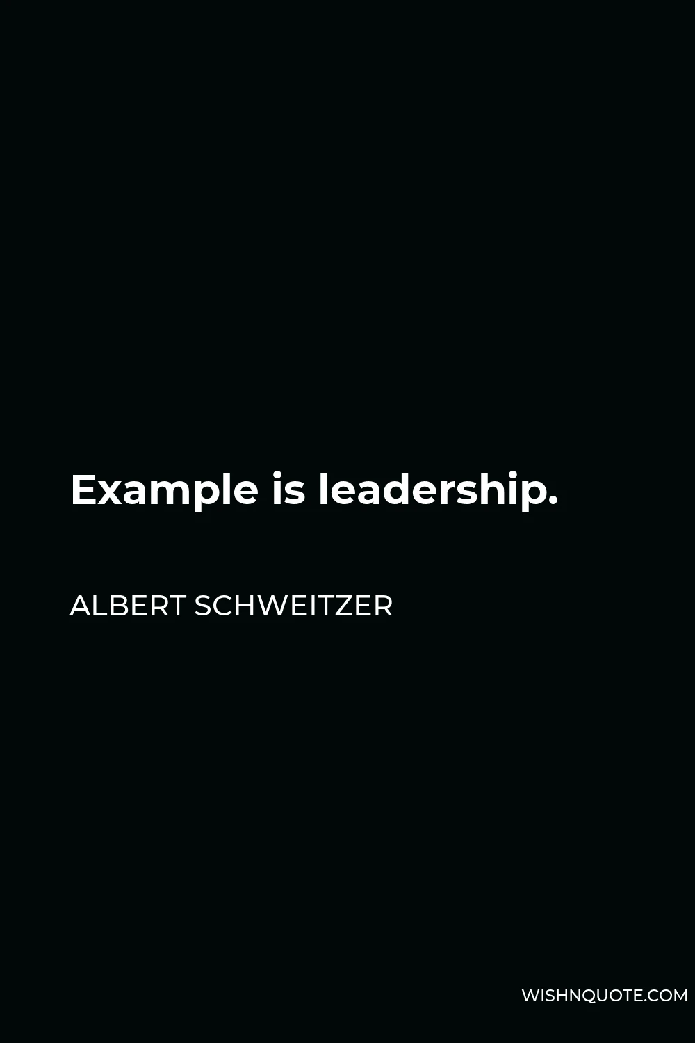 Albert Schweitzer Quote - Example is leadership.