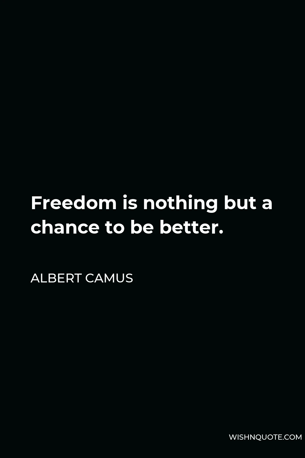 Albert Camus Quote - Freedom is nothing but a chance to be better.