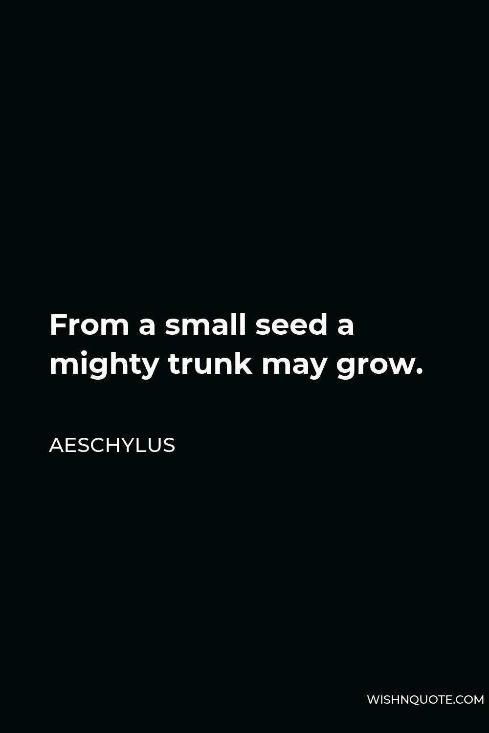 Aeschylus Quote - From a small seed a mighty trunk may grow.
