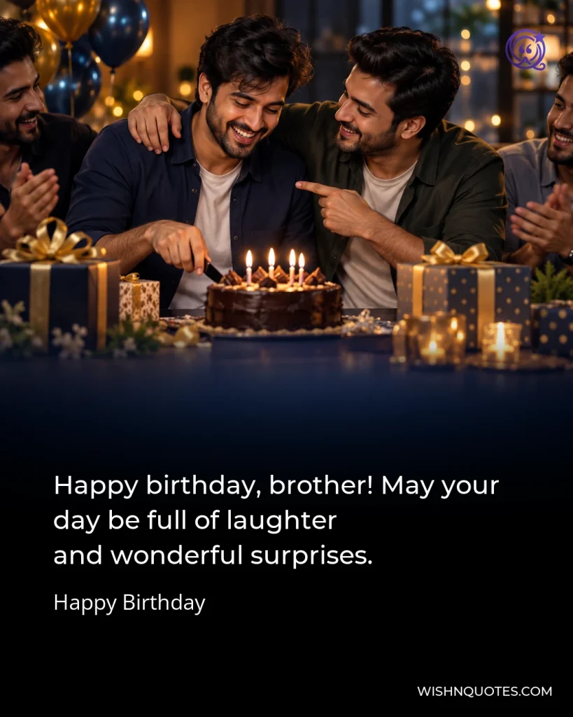 Happy birthday, brother! May your day be full of laughter and wonderful surprises.