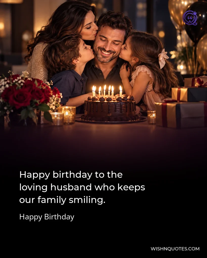 Happy birthday to the loving husband who keeps our family smiling.