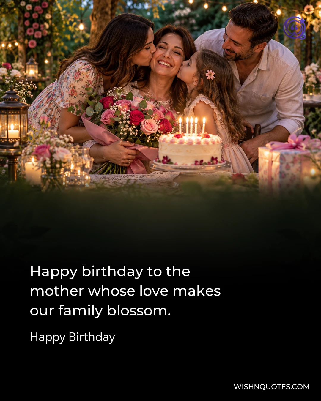 Happy birthday to the mother whose love makes our family blossom.