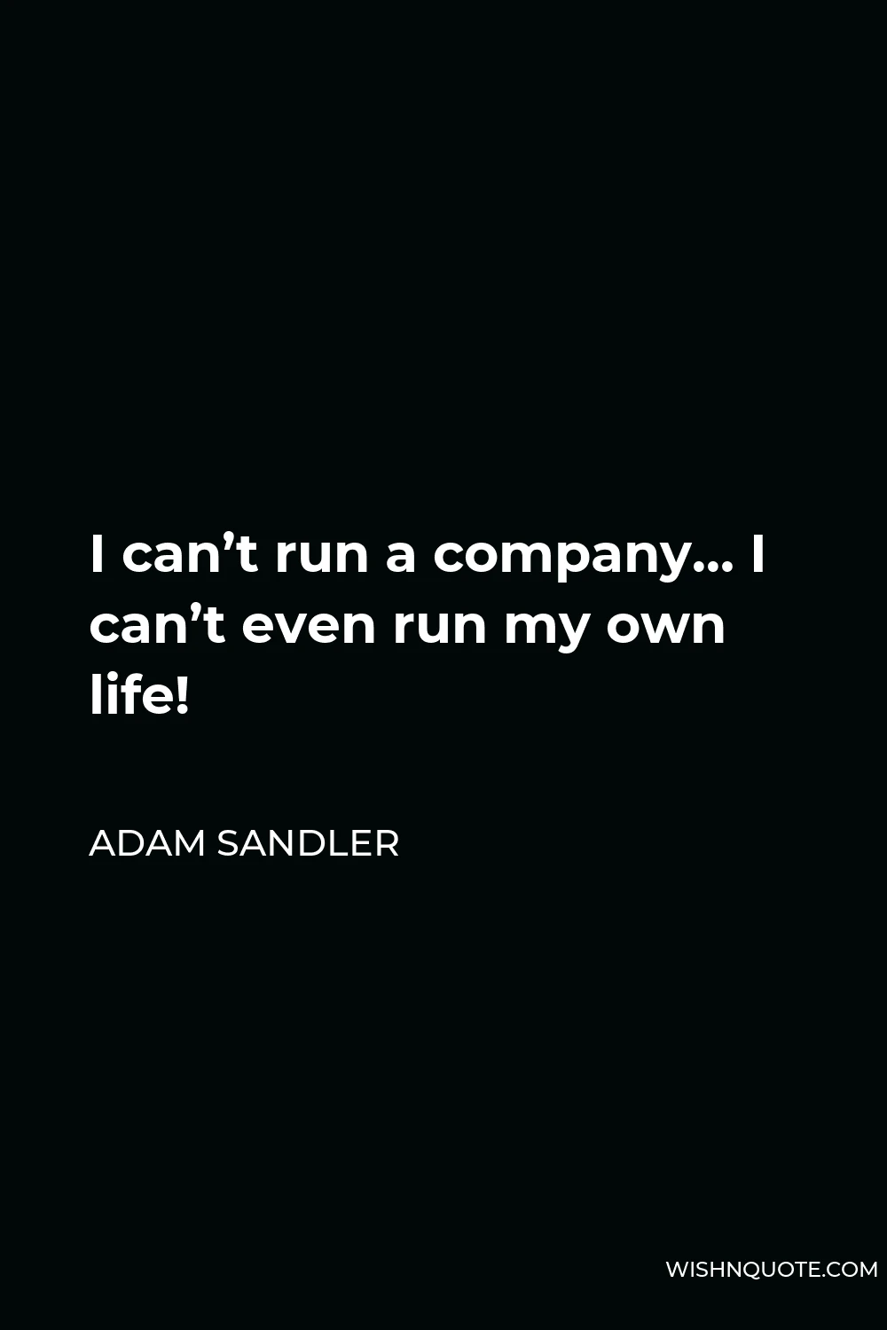 Adam Sandler Quote - I can’t run a company… I can’t even run my own life!