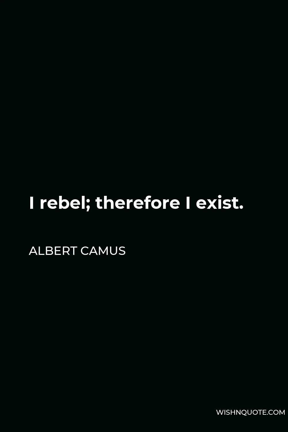 Albert Camus Quote - I rebel; therefore I exist.
