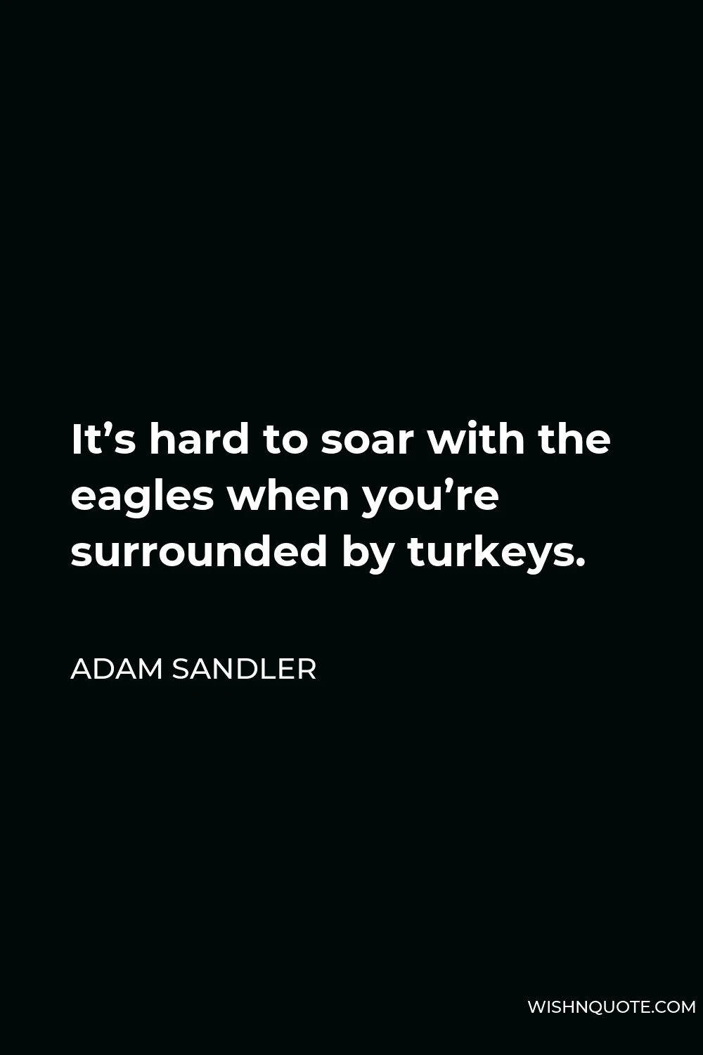 Adam Sandler Quote - It’s hard to soar with the eagles when you’re surrounded by turkeys.