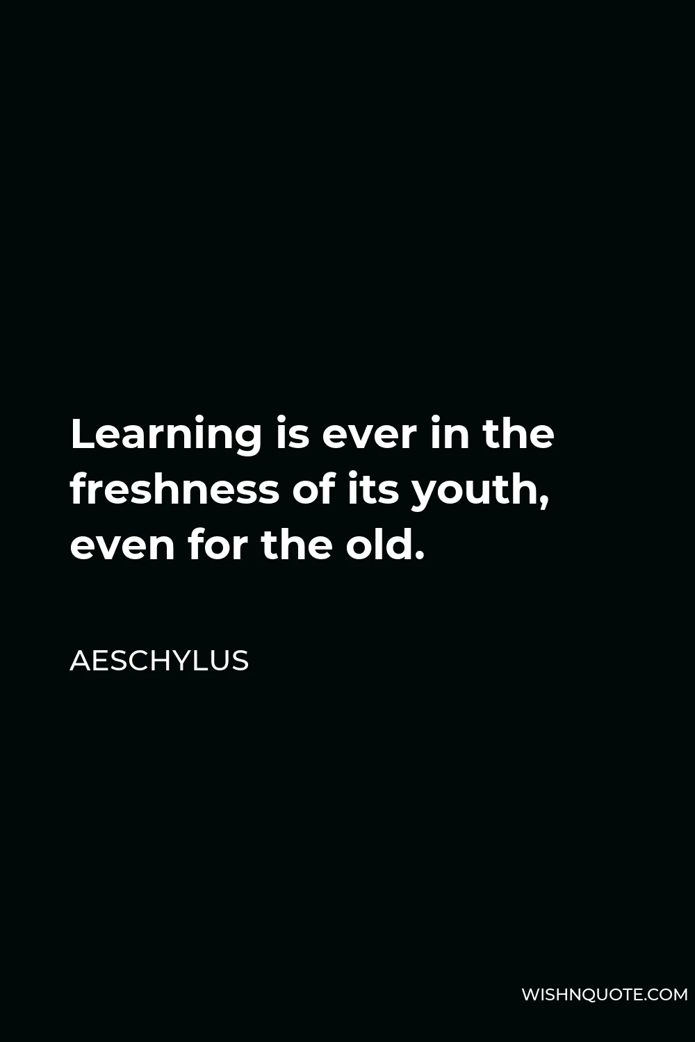 Aeschylus Quote - Learning is ever in the freshness of its youth, even for the old.