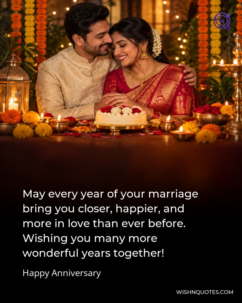 May every year of your marriage bring you closer, happier, and more in love than ever before. Wishing you many more wonderful years together!