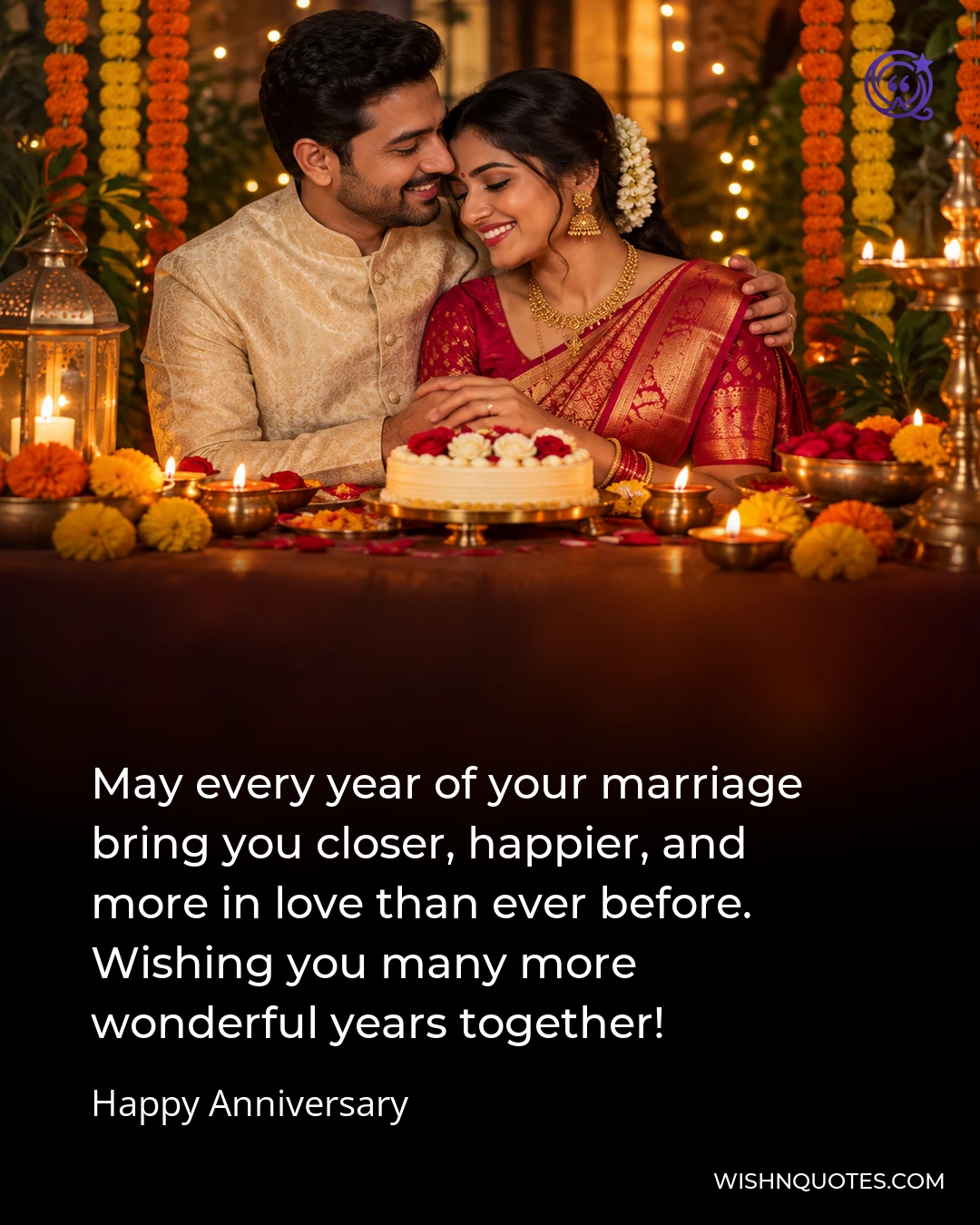 May every year of your marriage bring you closer, happier, and more in love than ever before. Wishing you many more wonderful years together!