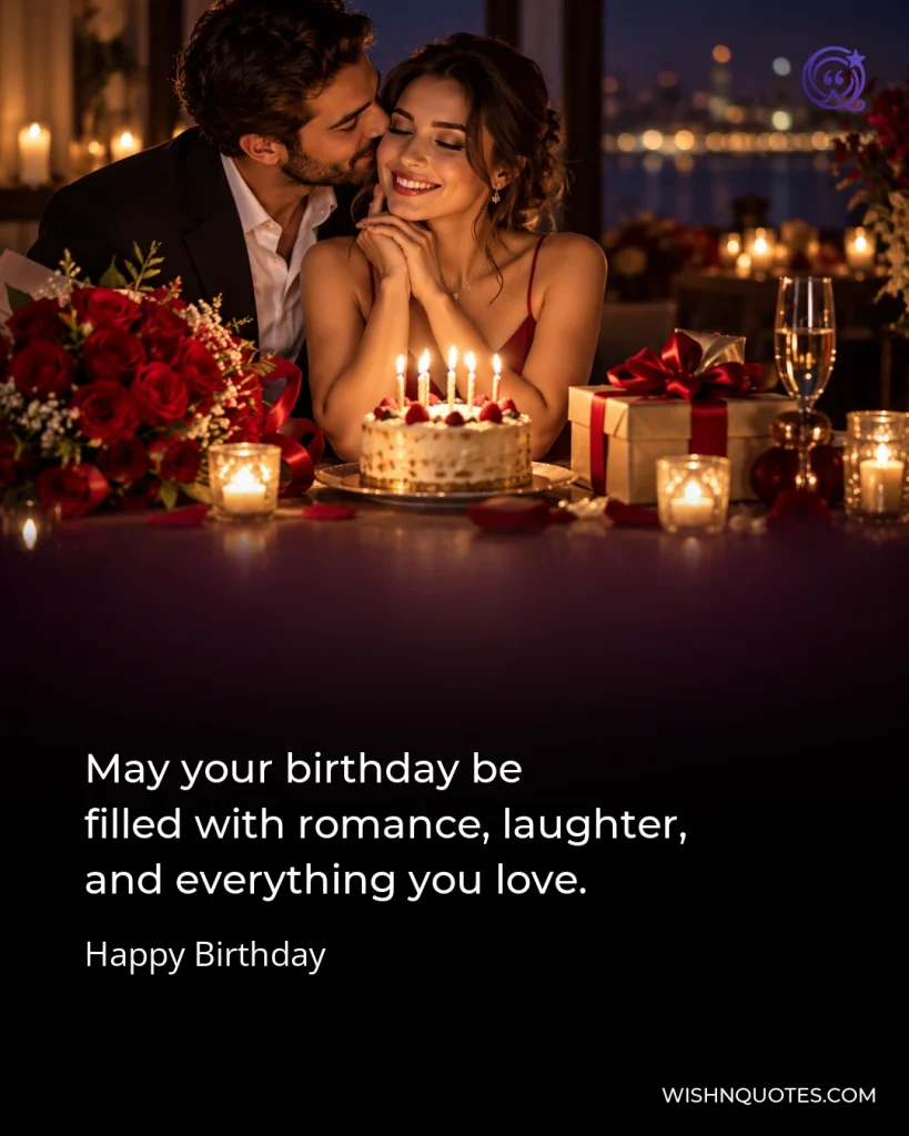 May your birthday be filled with romance, laughter, and everything you love.