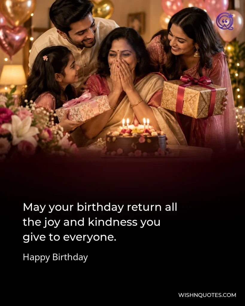 May your birthday return all the joy and kindness you give to everyone.