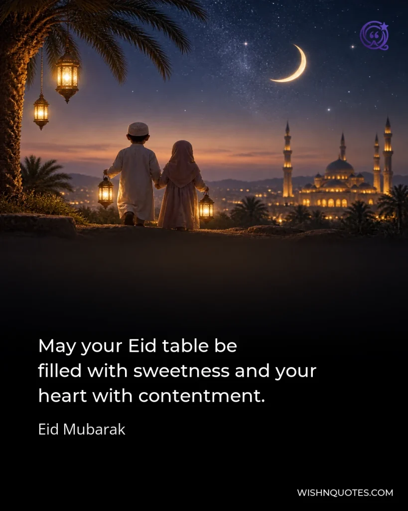 May your Eid table be filled with sweetness and your heart with contentment.