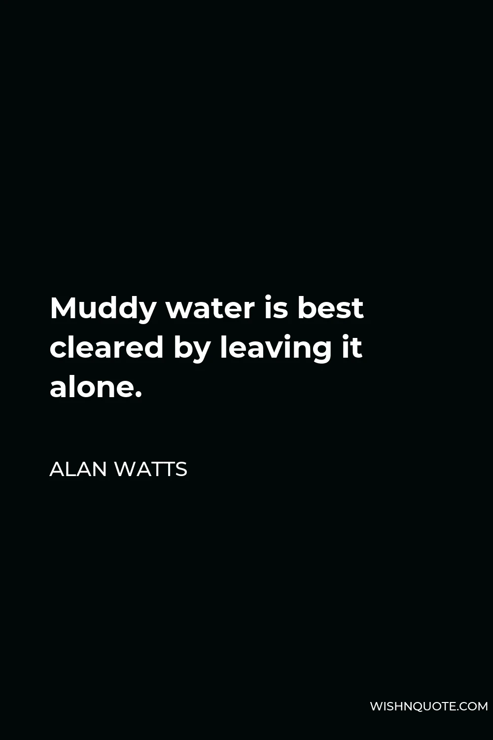 Alan Watts Quote - Muddy water is best cleared by leaving it alone.