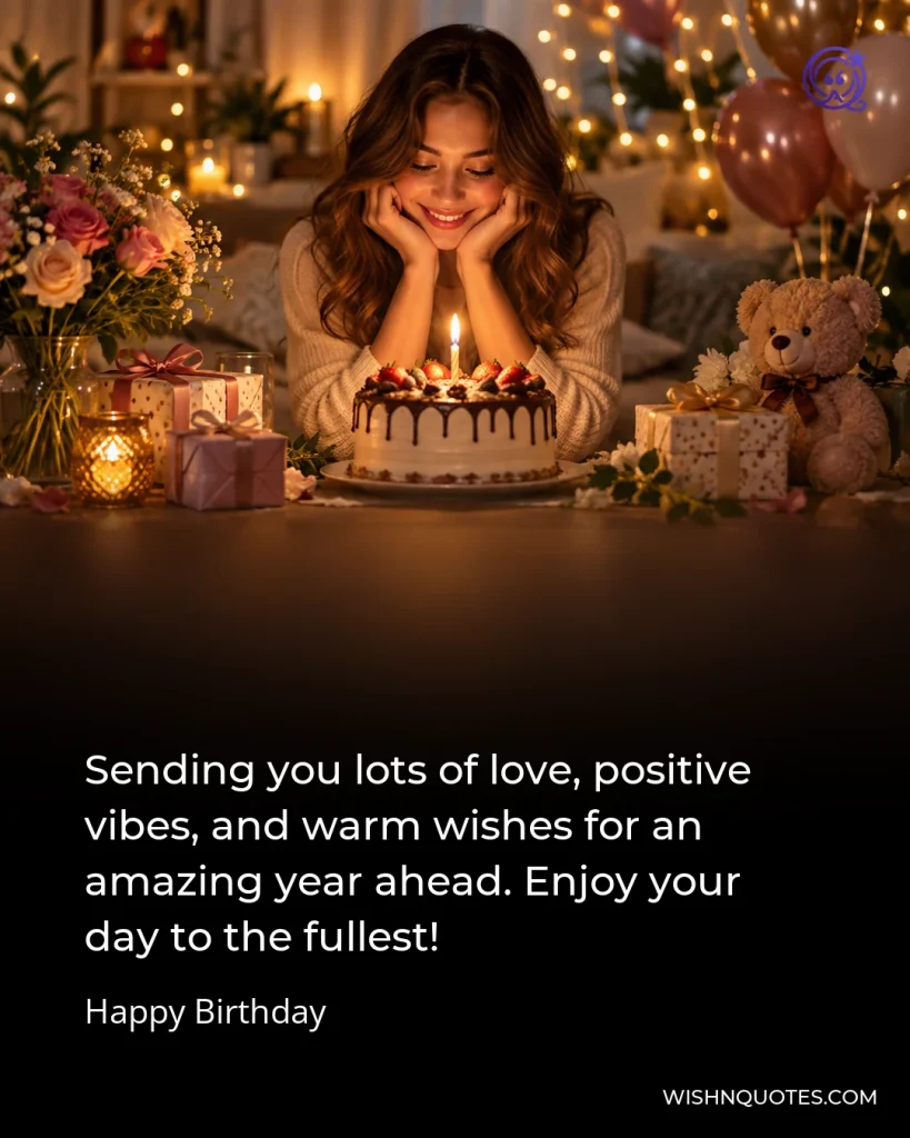 Sending you lots of love, positive vibes, and warm wishes for an amazing year ahead. Enjoy your day to the fullest!