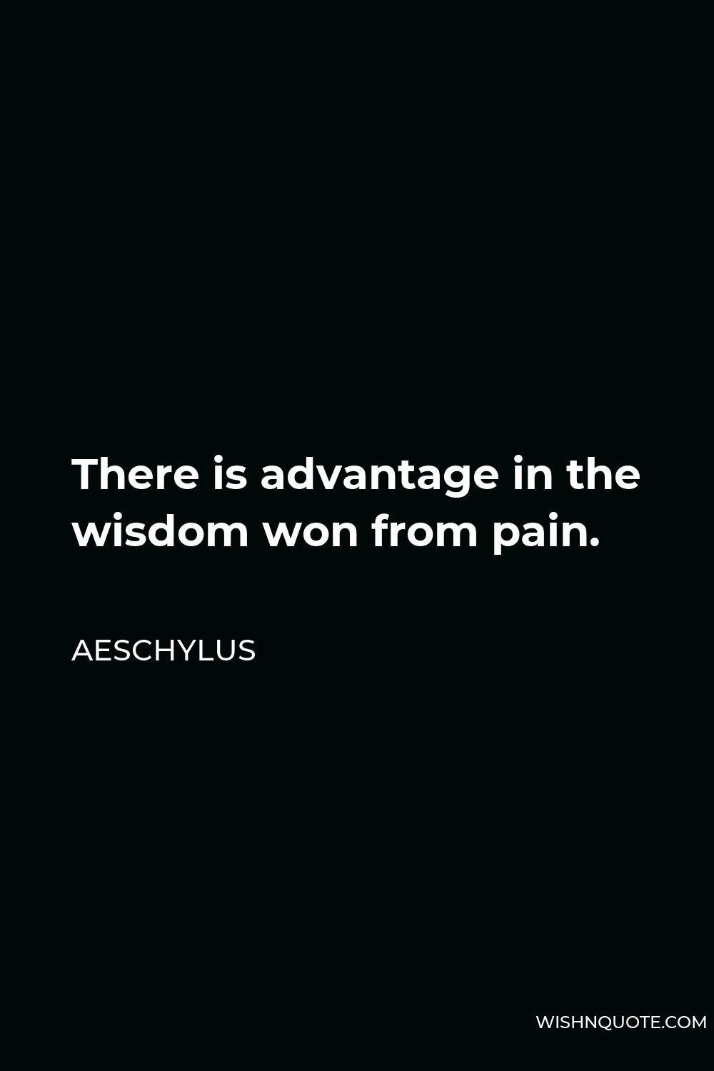 Aeschylus Quote - There is advantage in the wisdom won from pain.