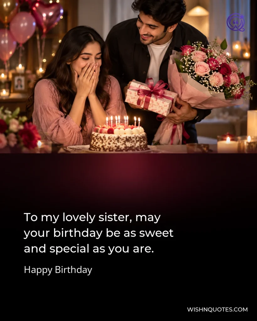 To my lovely sister, may your birthday be as sweet and special as you are.
