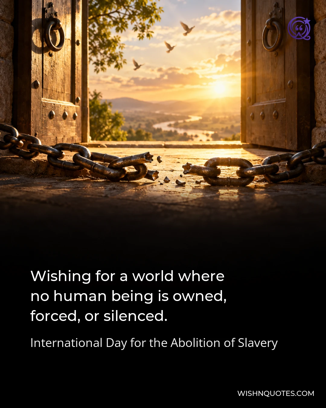Wishing for a world where no human being is owned, forced, or silenced.
