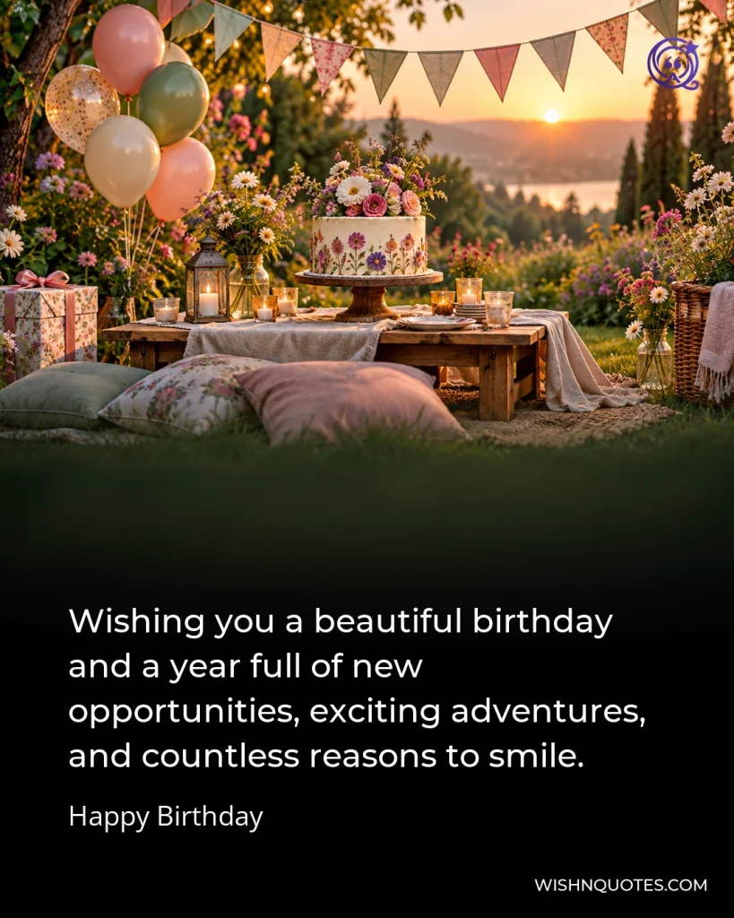 Wishing you a beautiful birthday and a year full of new opportunities, exciting adventures, and countless reasons to smile.