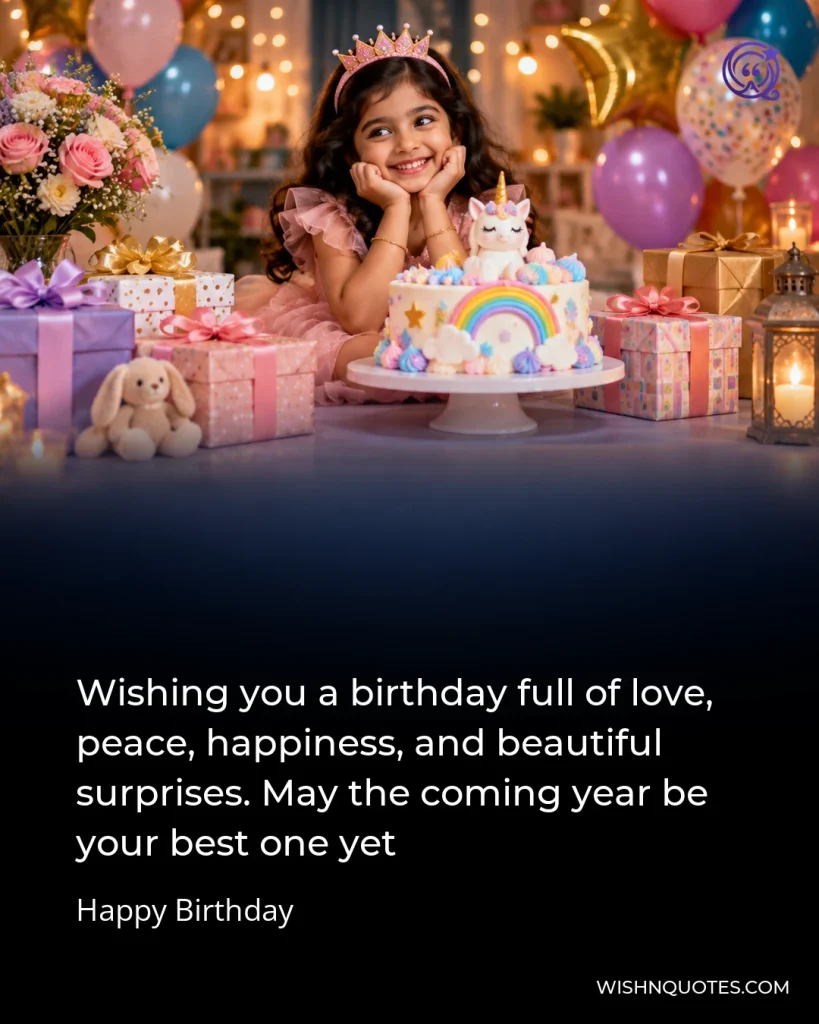Wishing you a birthday full of love, peace, happiness, and beautiful surprises. May the coming year be your best one yet