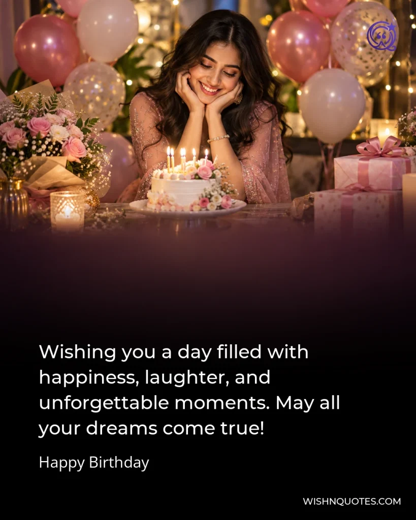 Wishing you a day filled with happiness, laughter, and unforgettable moments. May all your dreams come true!