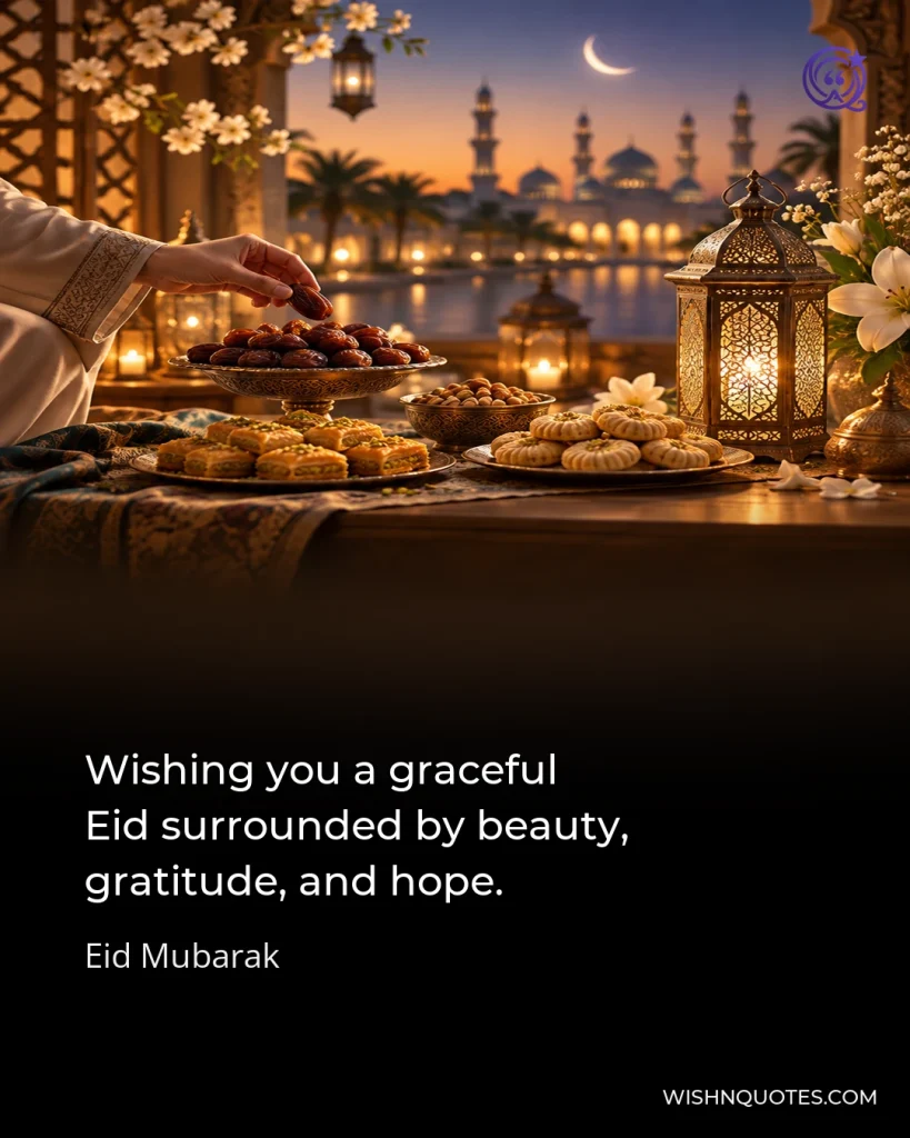 Wishing you a graceful Eid surrounded by beauty, gratitude, and hope.