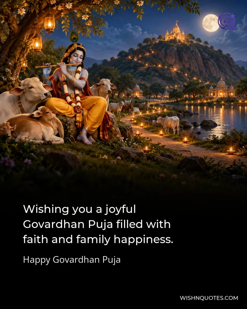 Wishing you a joyful Govardhan Puja filled with faith and family happiness.