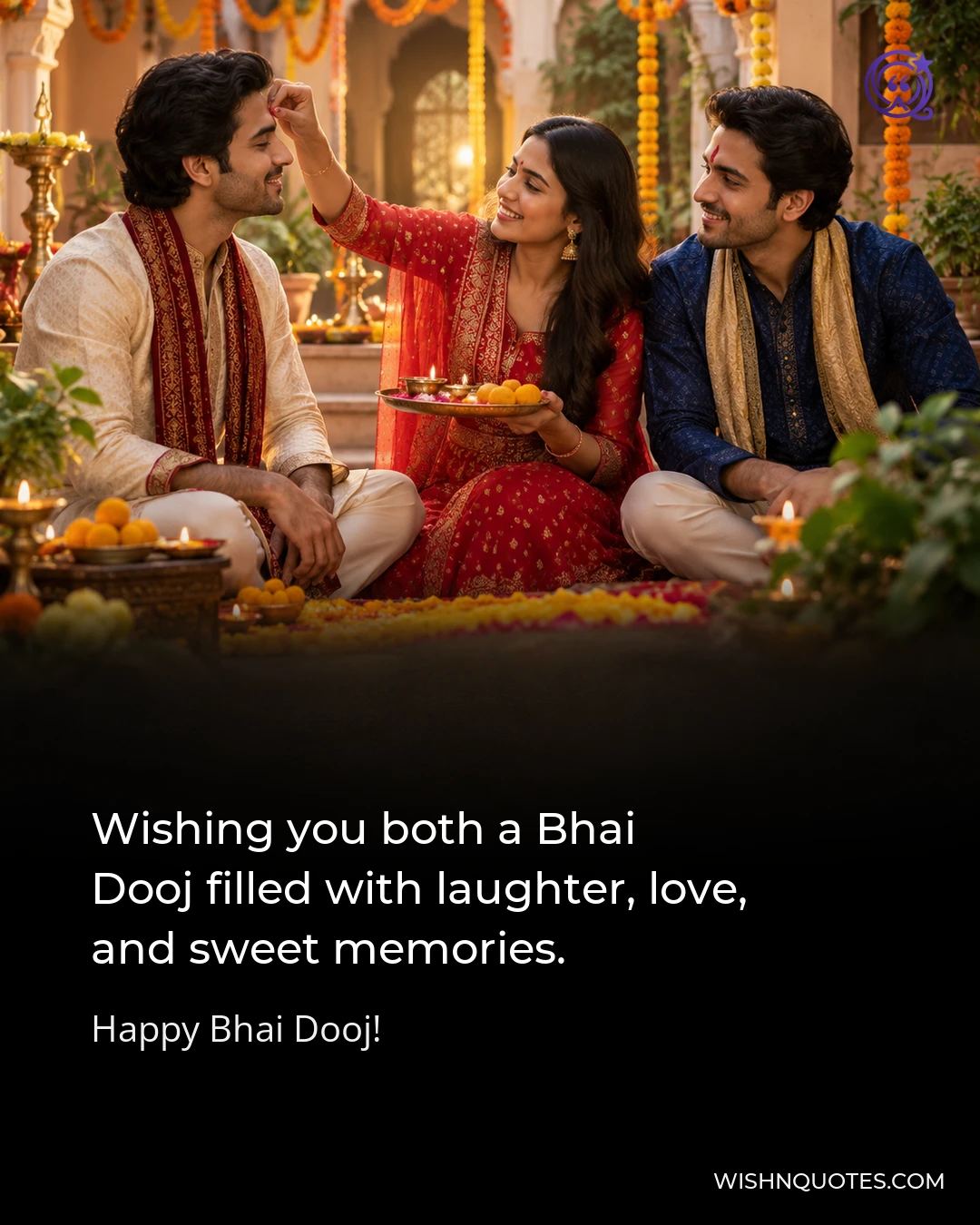 Wishing you both a Bhai Dooj filled with laughter, love, and sweet memories.