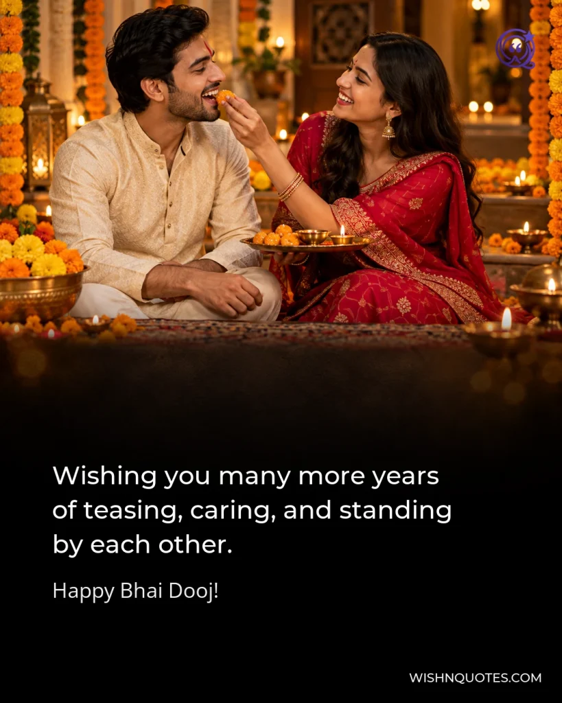 Wishing you many more years of teasing, caring, and standing by each other.