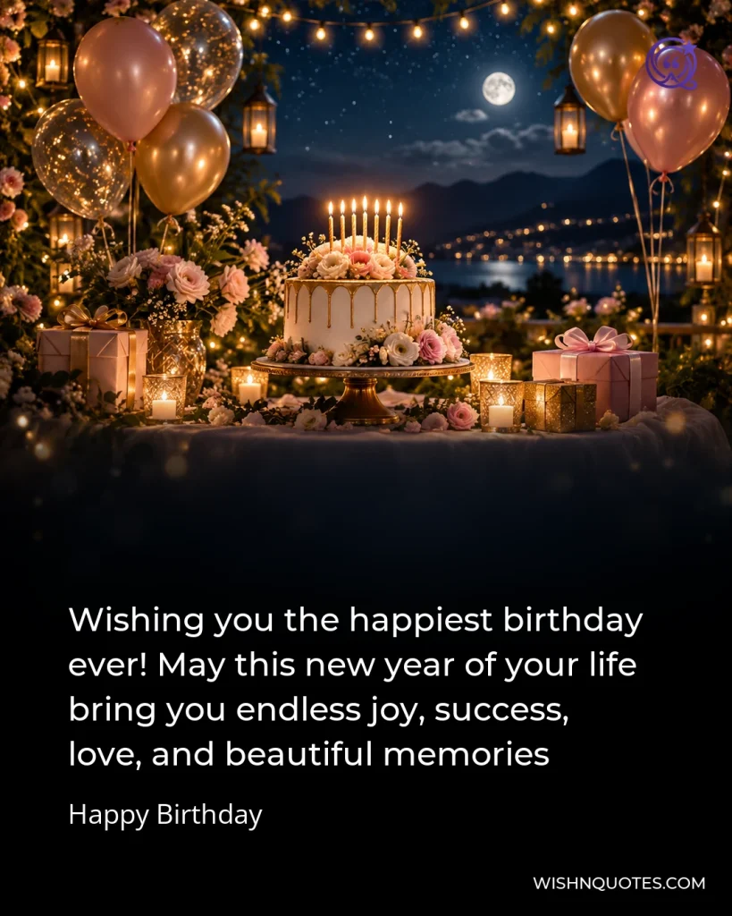 Wishing you the happiest birthday ever! May this new year of your life bring you endless joy, success, love, and beautiful memories