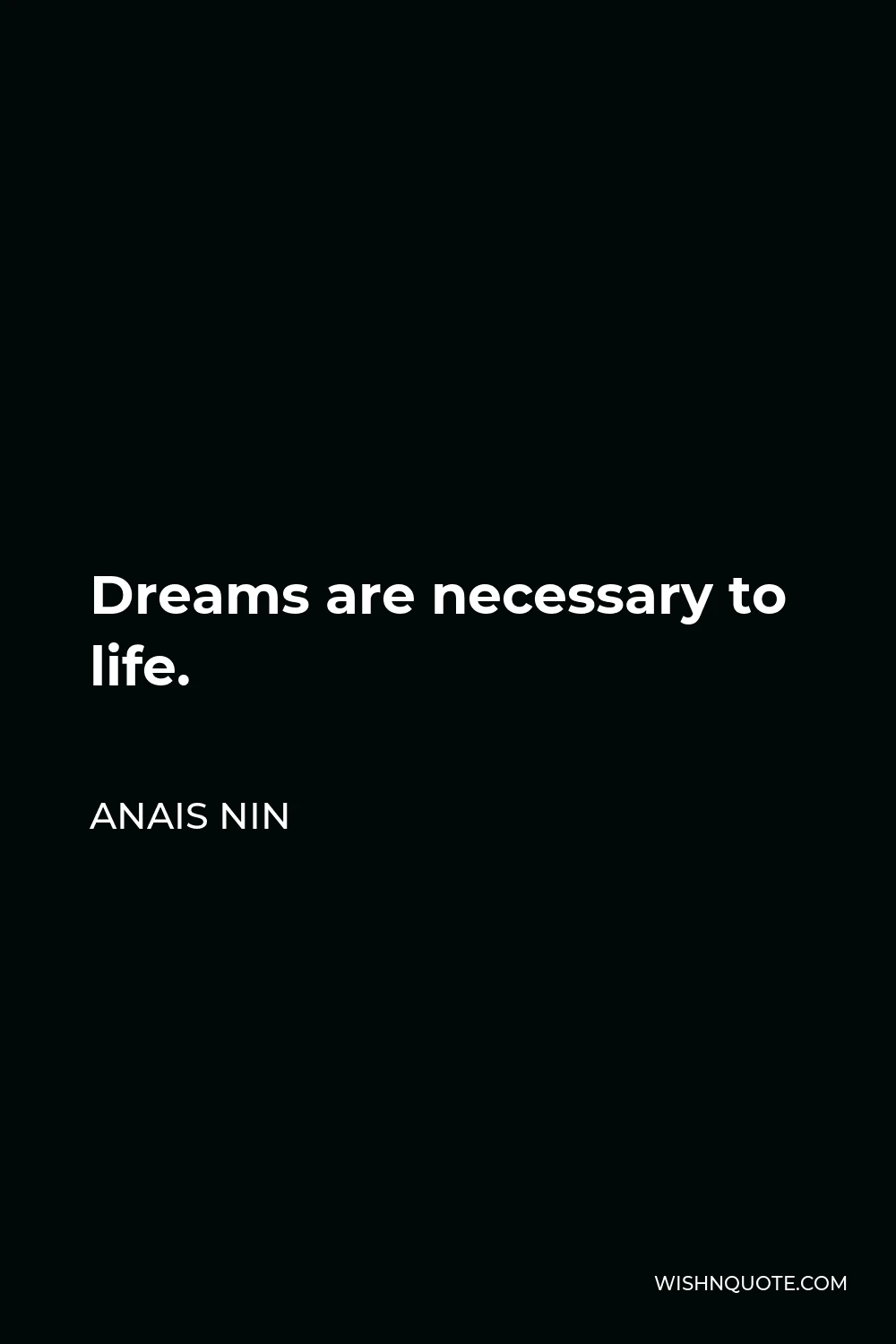Anais Nin Quote - Dreams are necessary to life.
