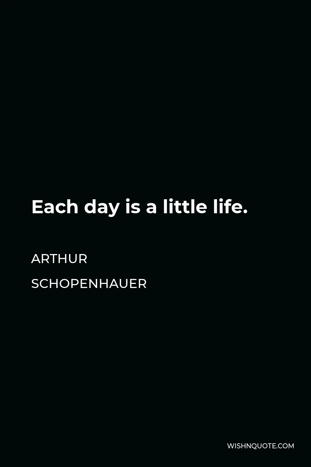 Arthur Schopenhauer Quote - Each day is a little life.