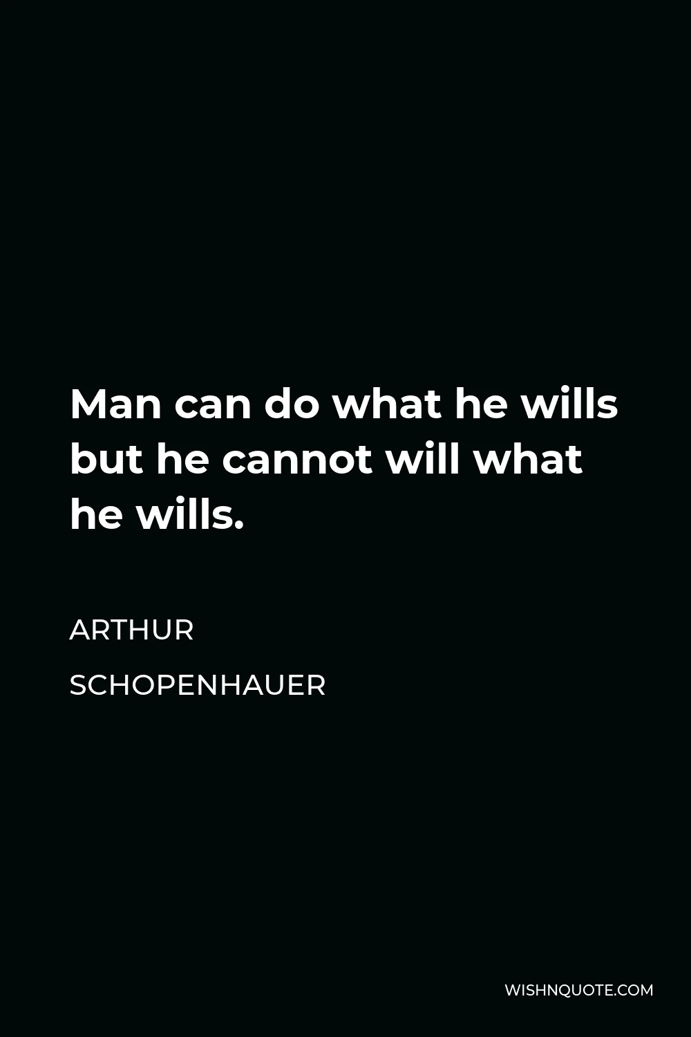 Arthur Schopenhauer Quote - Man can do what he wills but he cannot will what he wills.