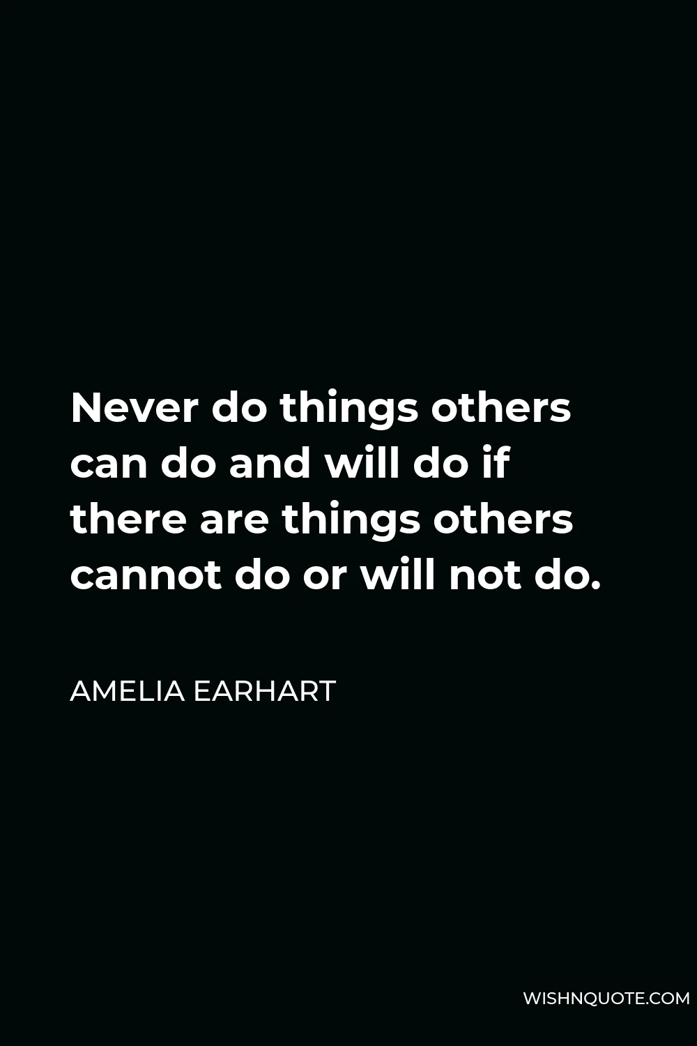 Amelia Earhart Quote - Never do things others can do and will do if there are things others cannot do or will not do.