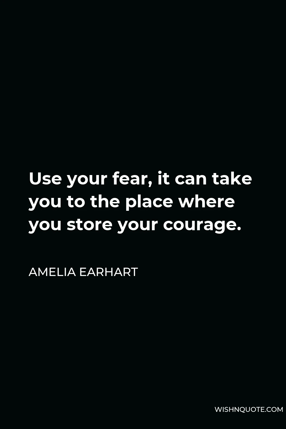 Amelia Earhart Quote - Use your fear, it can take you to the place where you store your courage.