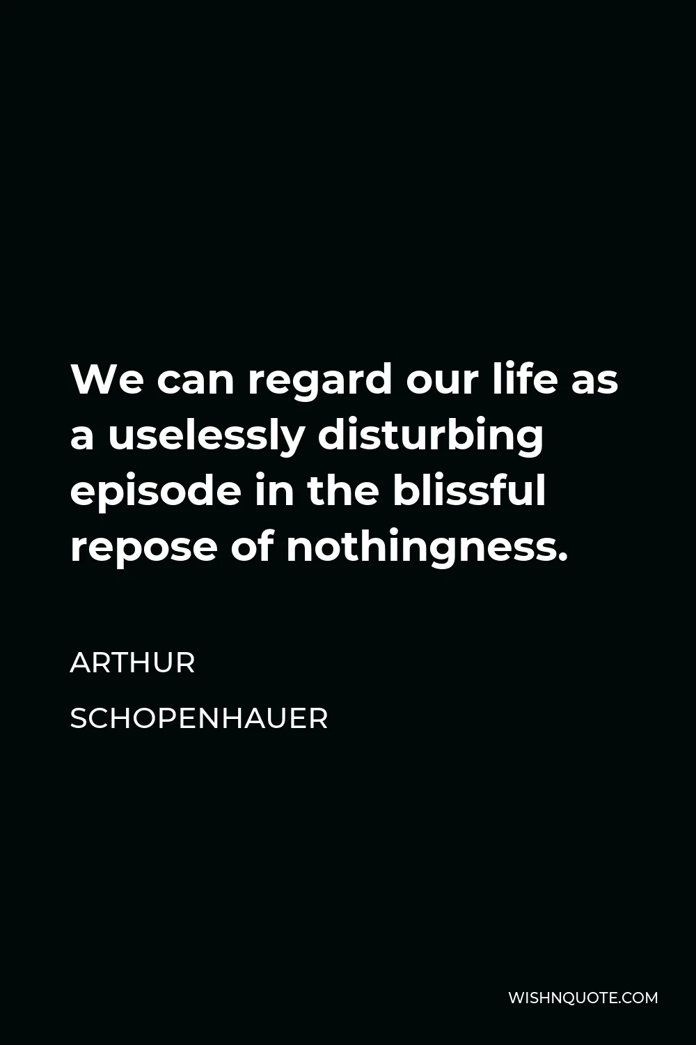 Arthur Schopenhauer Quote - We can regard our life as a uselessly disturbing episode in the blissful repose of nothingness.