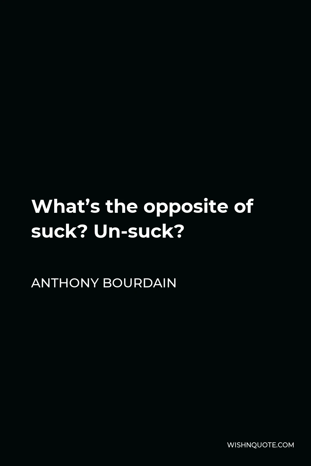 Anthony Bourdain Quote - What’s the opposite of suck? Un-suck?